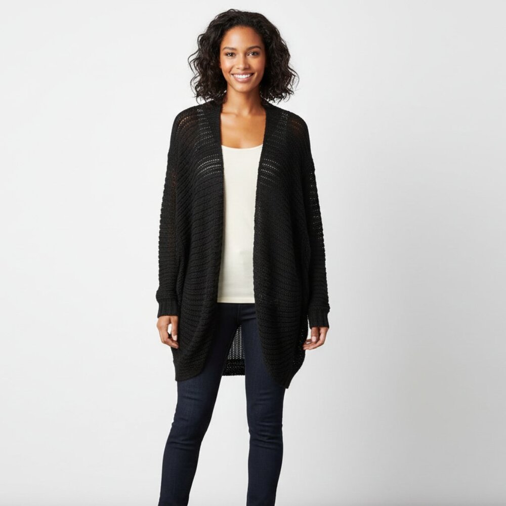 Joe's Jeans Forte Knit Cardigan Sweater Cacoon Oversized Wool Black Size XS